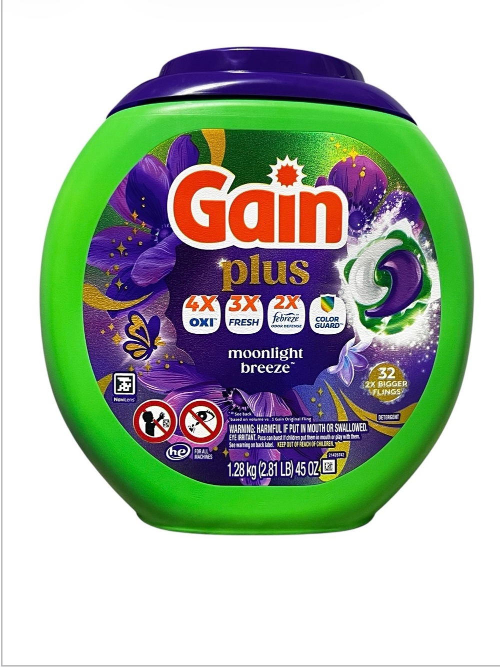 Plus Moonlight Breeze Laundry Detergent Pacs - Brand, Green & Purple 32 XL parts